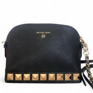 Michael Kors Jet Set Charm Large Dome Cross Body Studded Black Bag